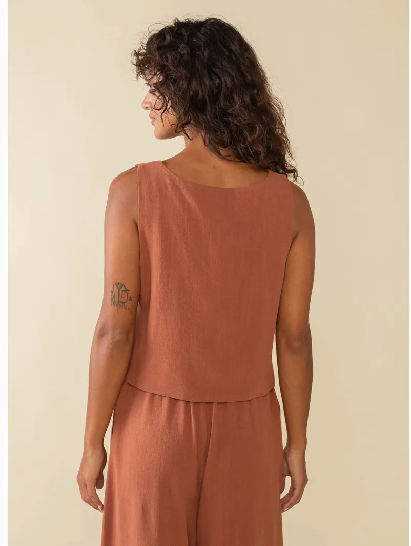 Squared Up Linen Vest Top