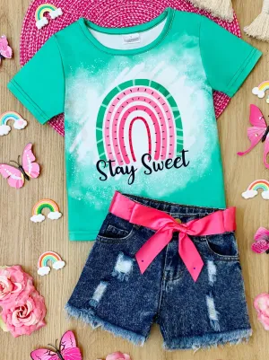 Stay Sweet Watermelon Denim Short Set