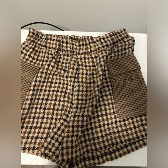 Steve Madden Gaelle Mixed Plaid Cargo Shorts in Brown Plaid NWT XL