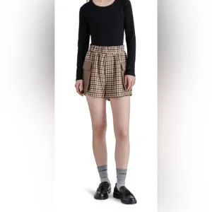 Steve Madden Gaelle Mixed Plaid Cargo Shorts in Brown Plaid NWT XL