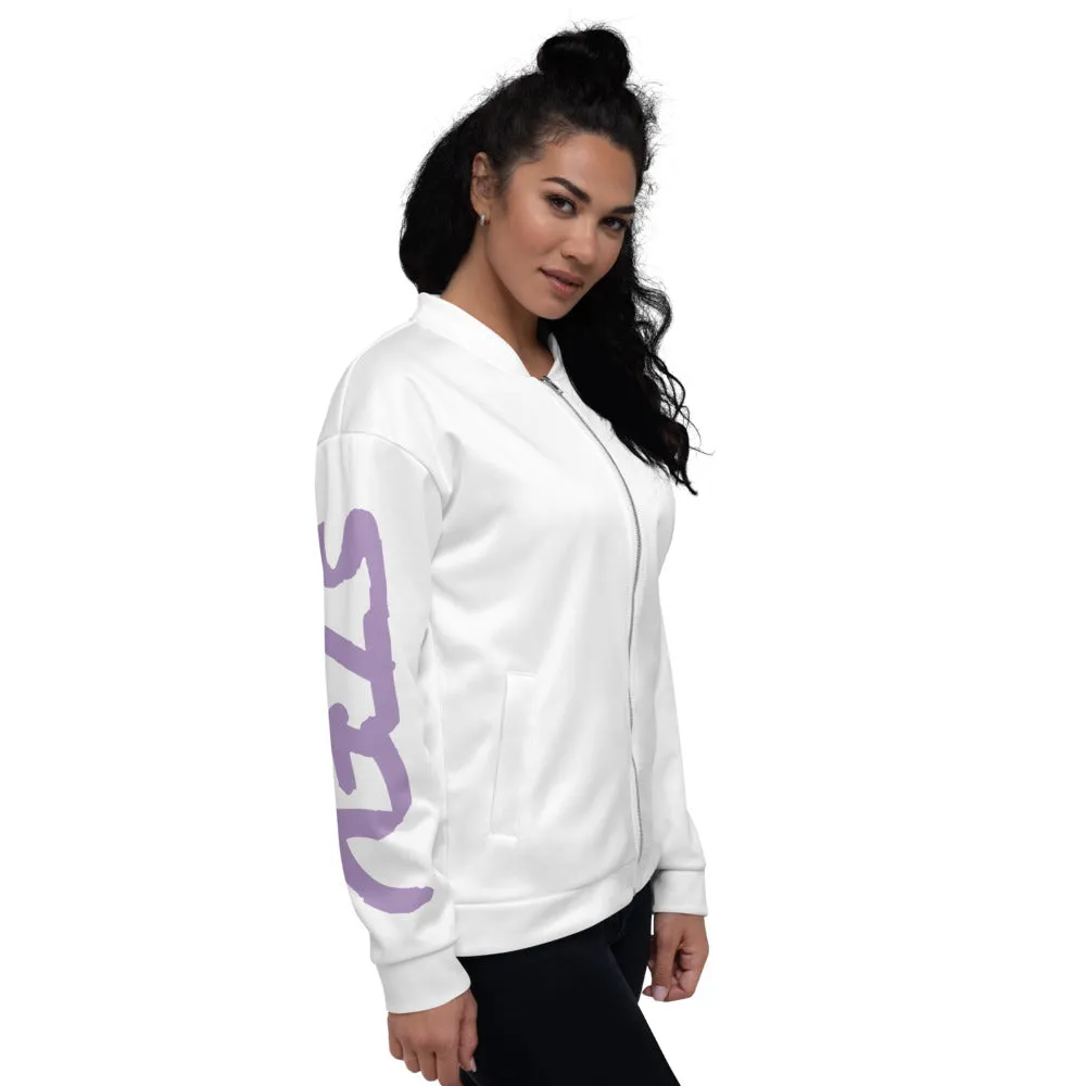 STFU Electric Purple Logo Unisex Bomber Jacket - White