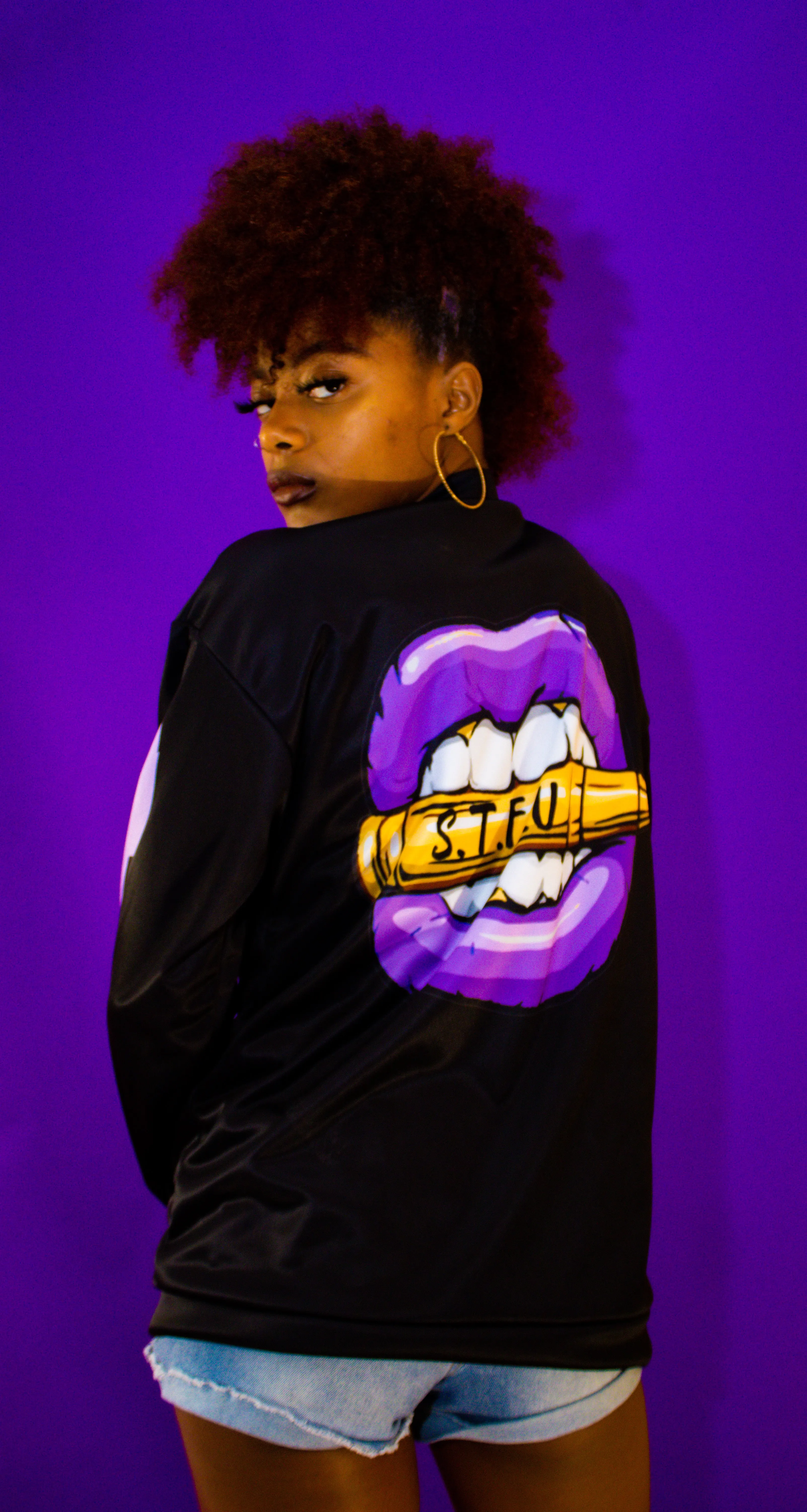 STFU Electric Purple Logo Unisex Bomber Jacket