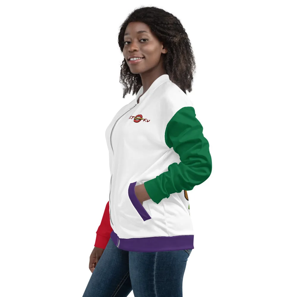 STFU Tiki Man Unisex Bomber Jacket - White