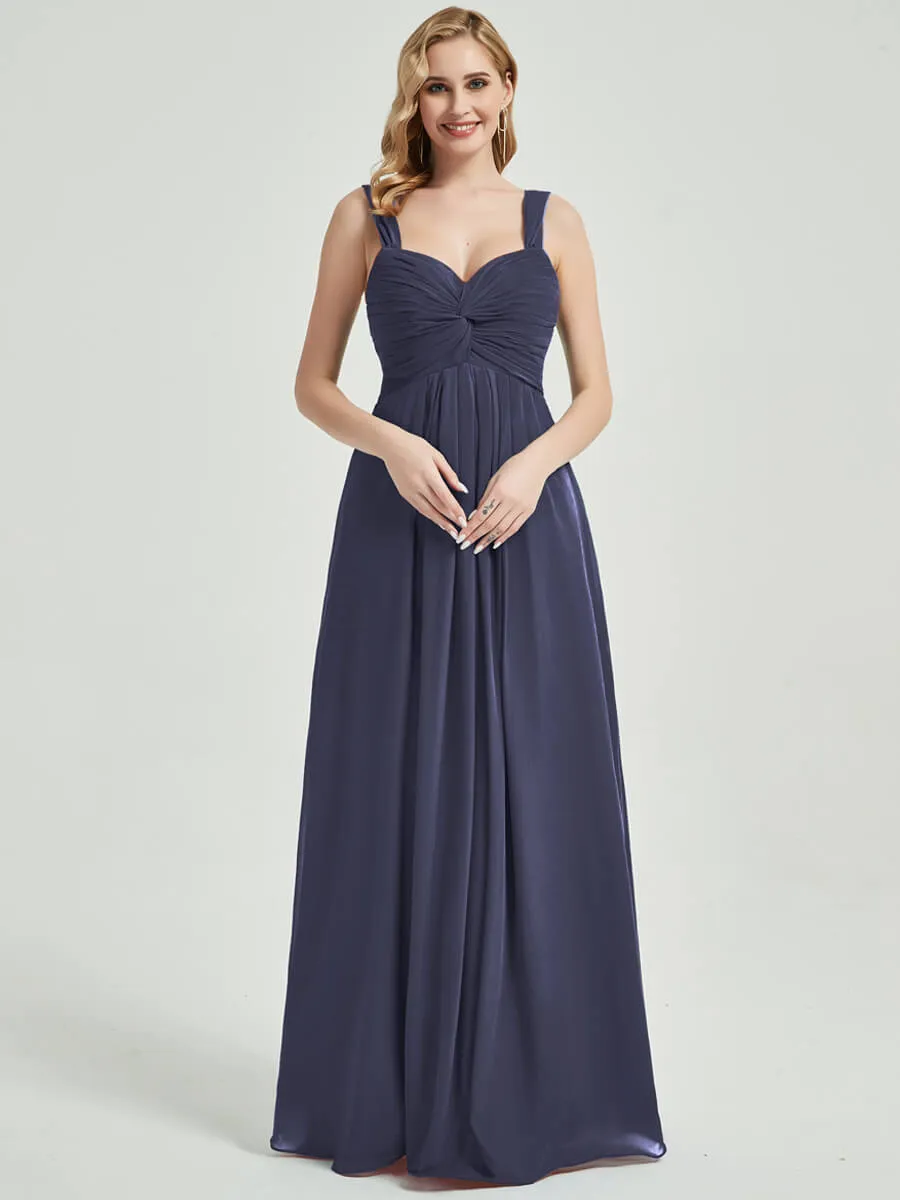 Stormy Sweetheart Straps A-Line Floor Length Chiffon Bridesmaid Dress