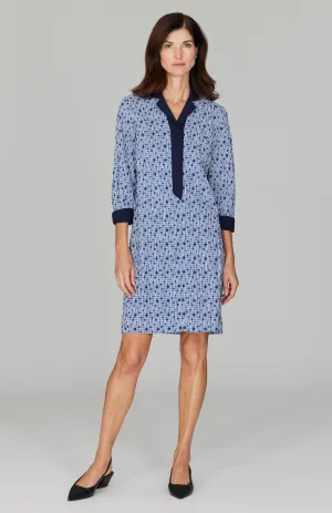 Stripe Dot Collared Shift Dress