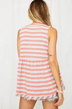 Stripe V-Neck Ribbed Sleeveless Top