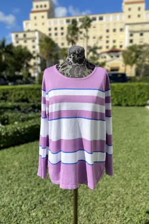 Striped Long Sleeve Top in Lilac and Royal