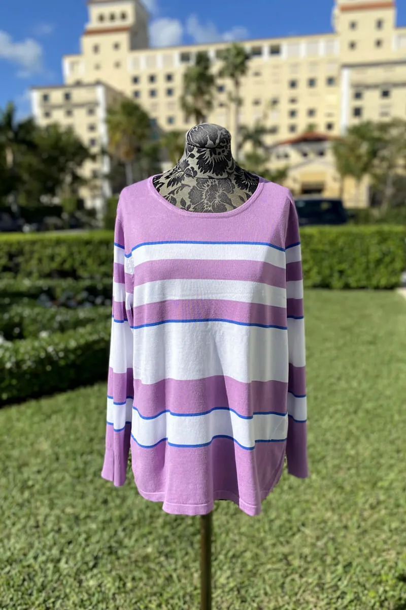 Striped Long Sleeve Top in Lilac and Royal