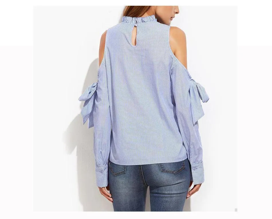 Striped Open Shoulder Shirt