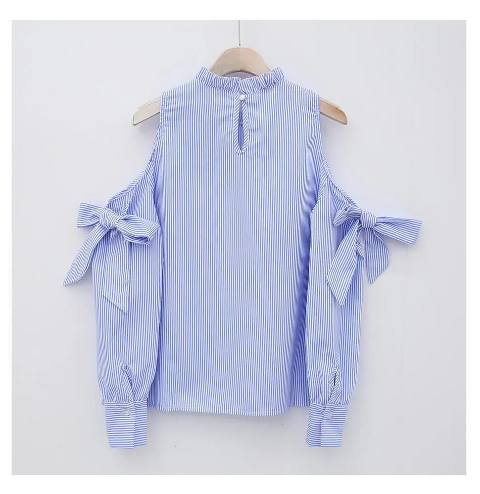Striped Open Shoulder Shirt