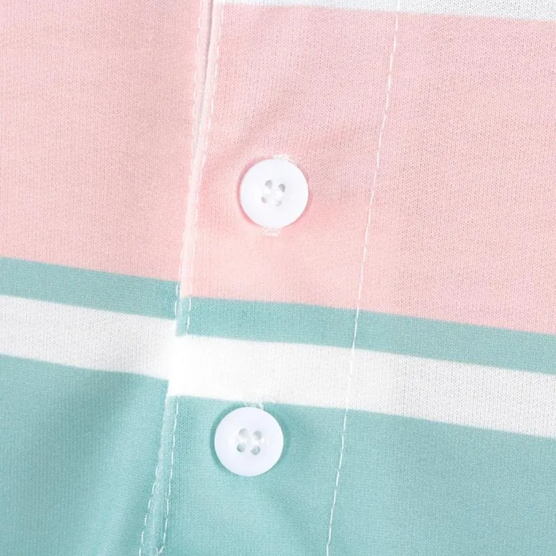 Striped Turn-Down Collar T-Shirt