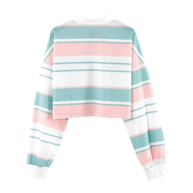 Striped Turn-Down Collar T-Shirt