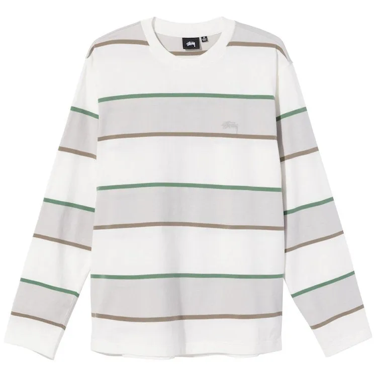 Stussy Bold Stripe L/S Crew T-Shirt Bone