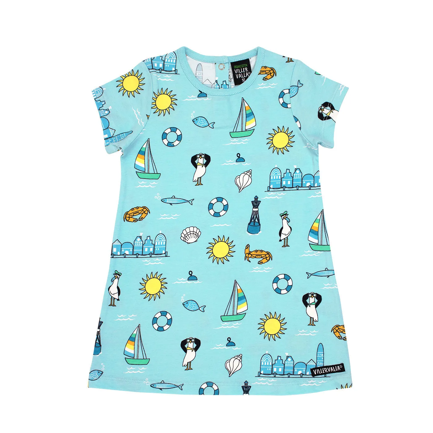 Summer Print Short Sleeve Dress - Light Aruba