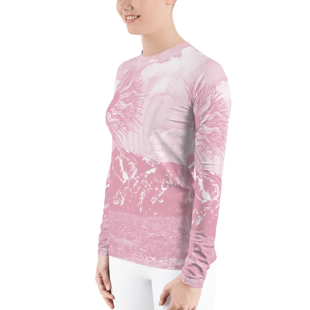 Summer Sun Over Baldy Pink Women's Long Sleeve Top