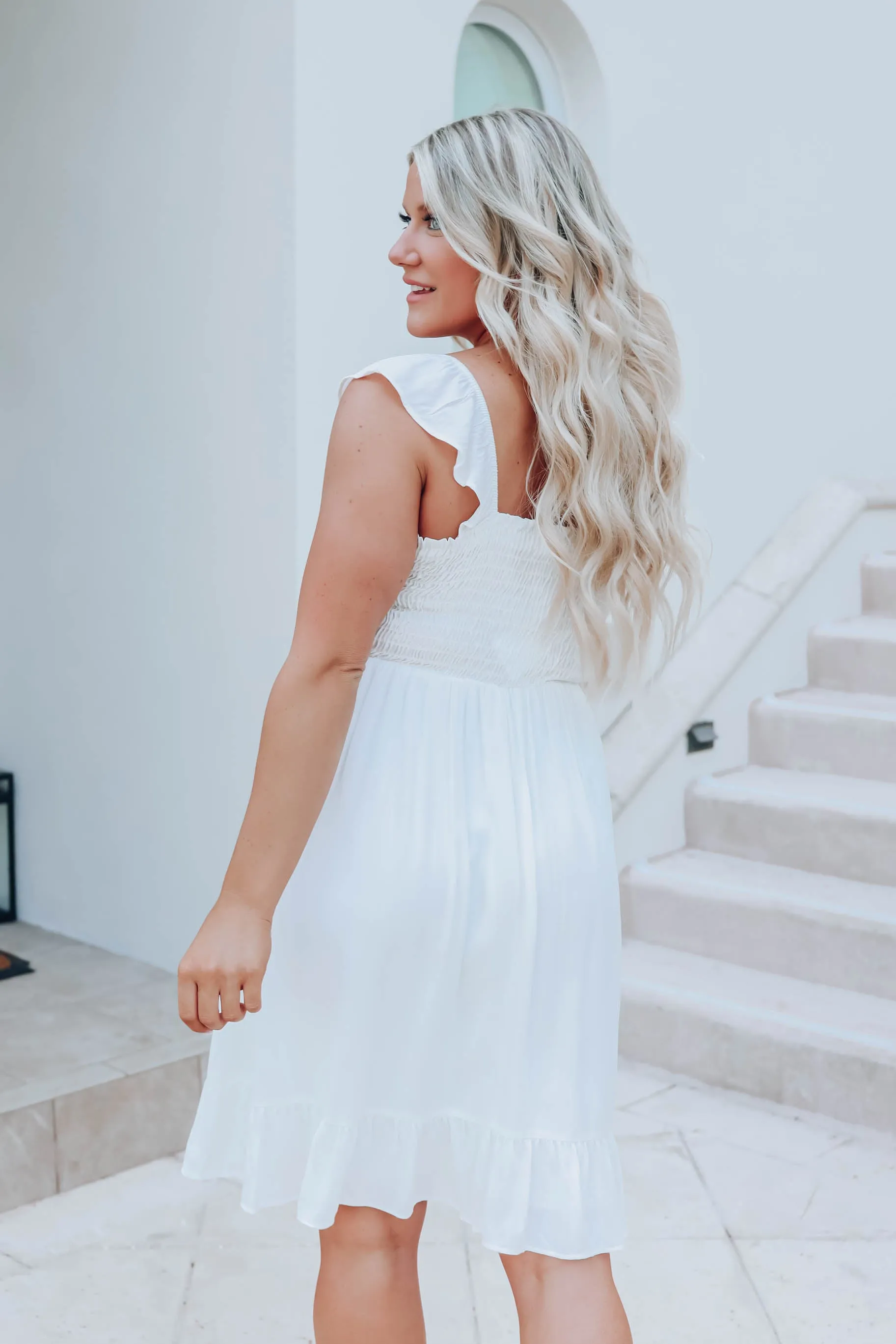 Summer White Smocked Sun Dress