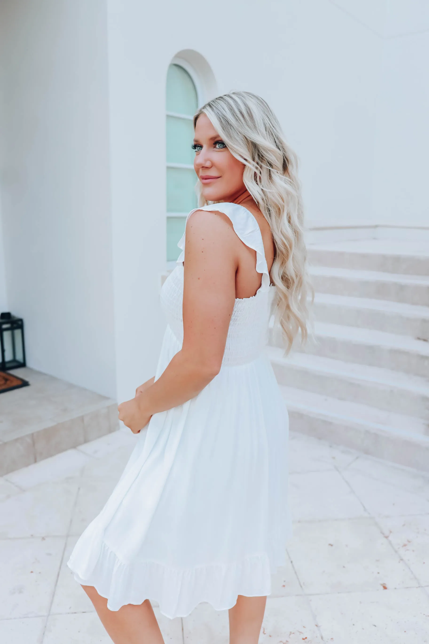 Summer White Smocked Sun Dress