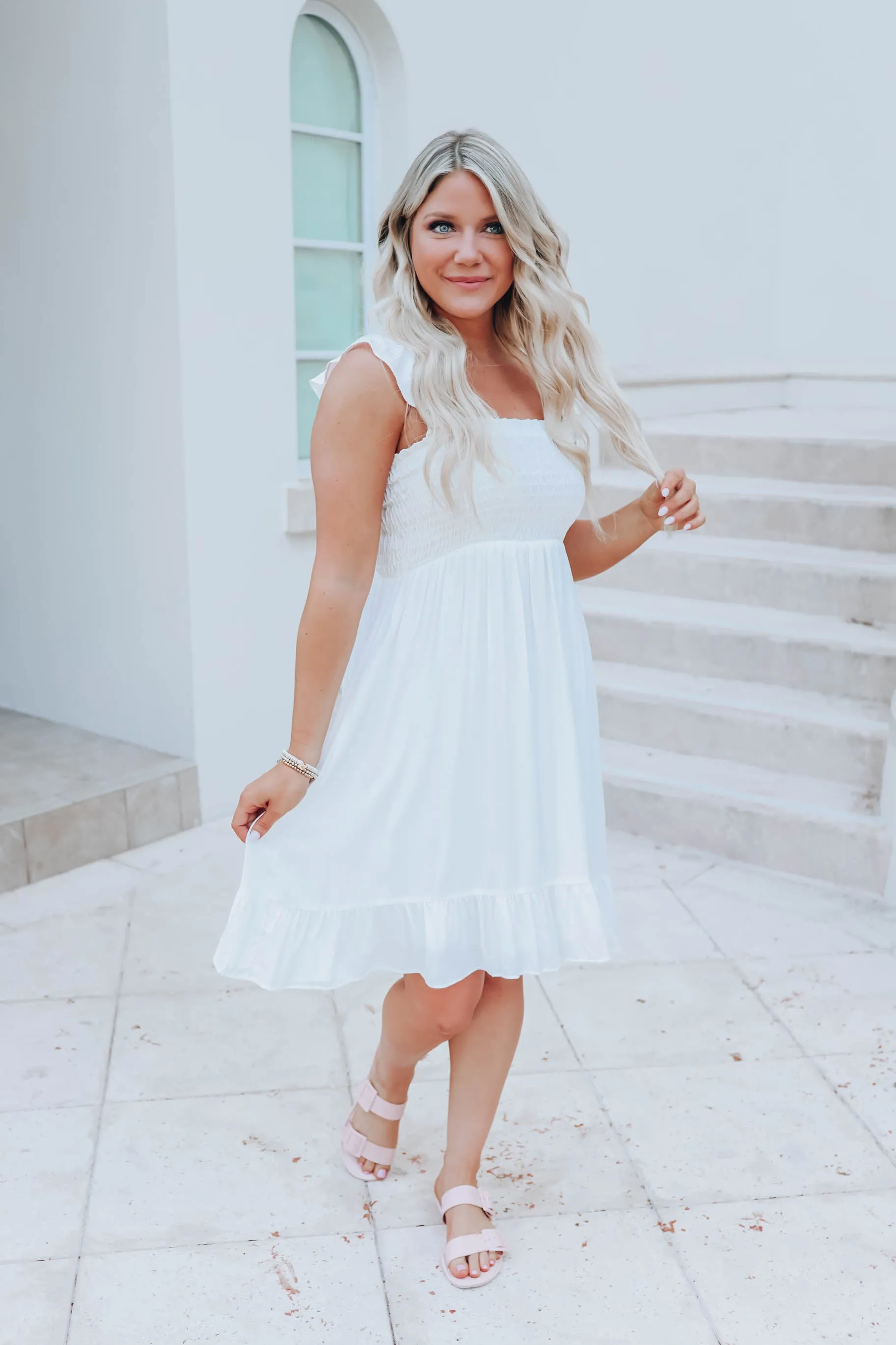 Summer White Smocked Sun Dress