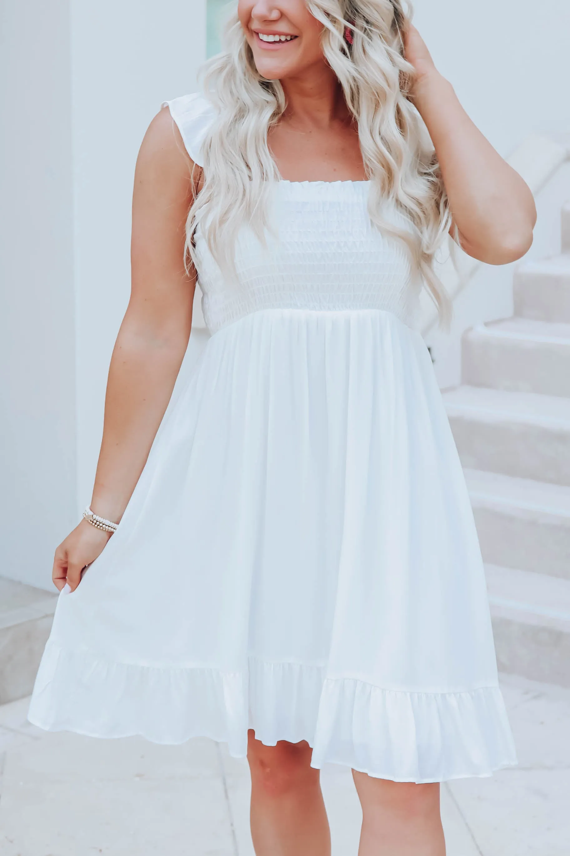Summer White Smocked Sun Dress