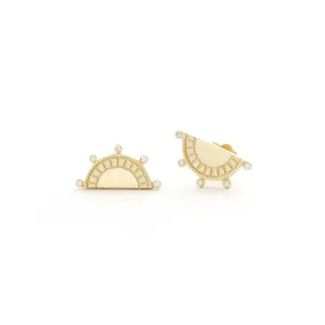 Sun Ray Diamond Bezel Earrings