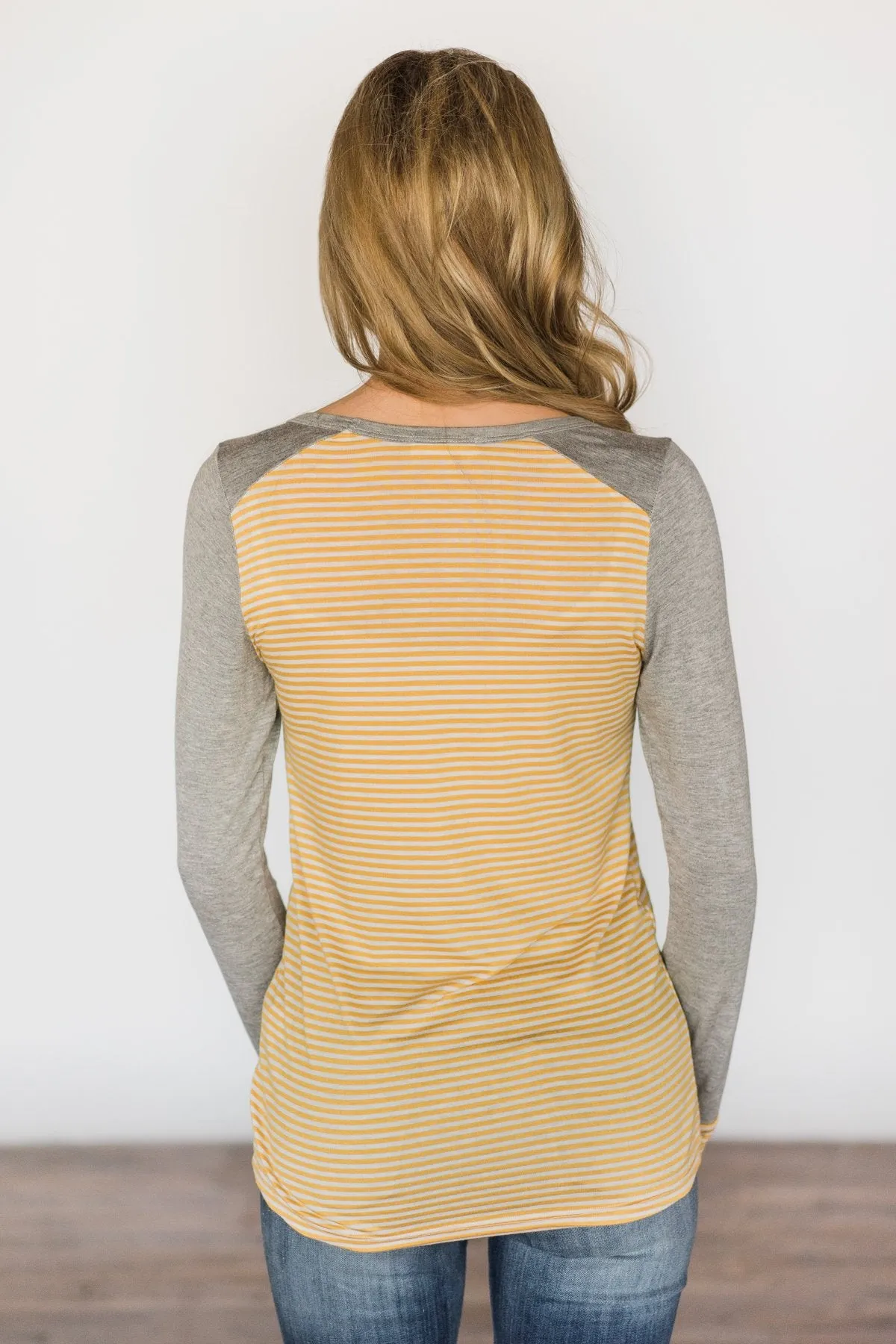 Sunshine & Grey Striped Top