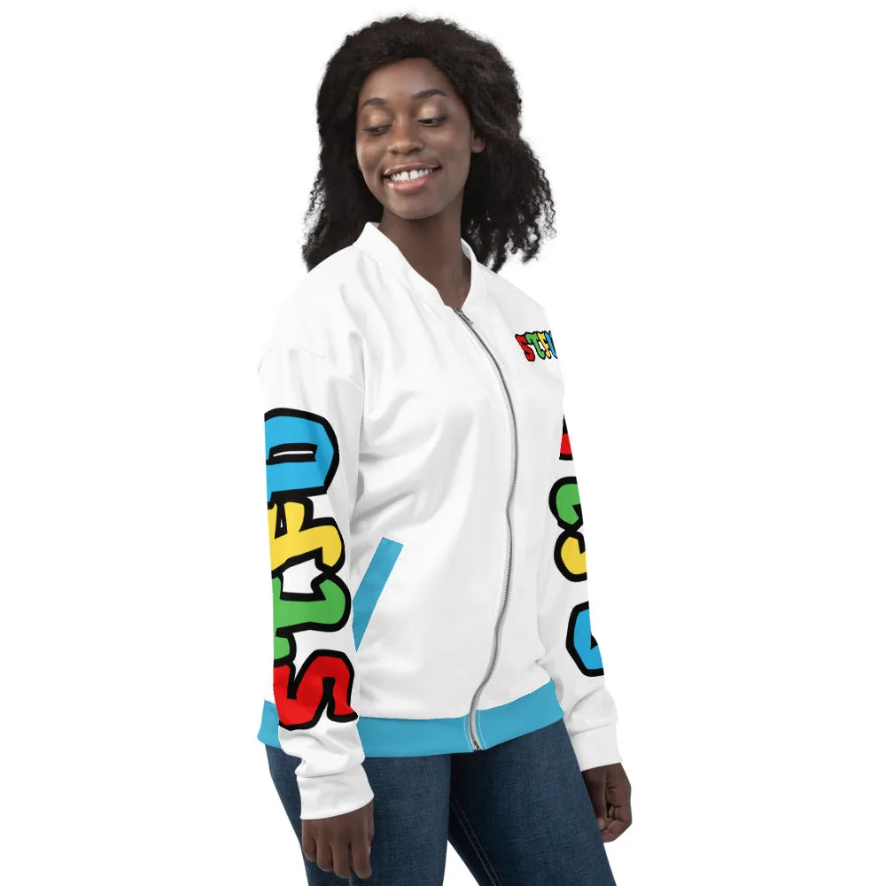 Super STFU Unisex Bomber Jacket - White