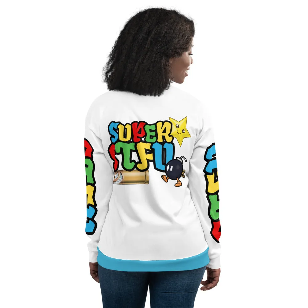 Super STFU Unisex Bomber Jacket - White