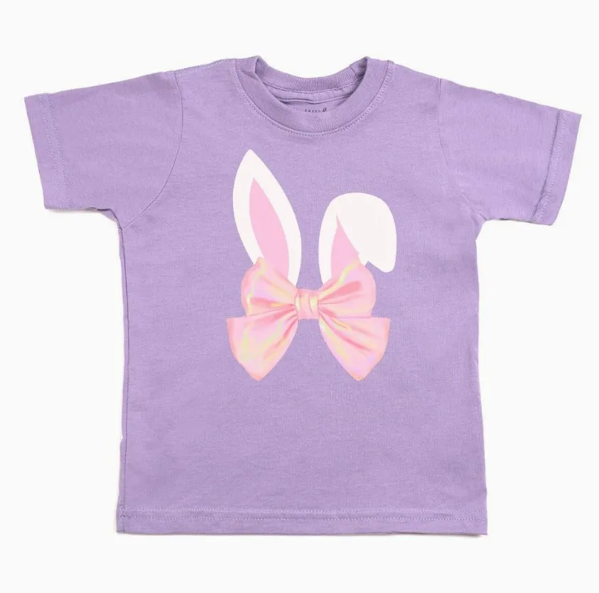 Sweet Wink Bunny Bow Easter Short Sleeve T-Shirt - Lavender