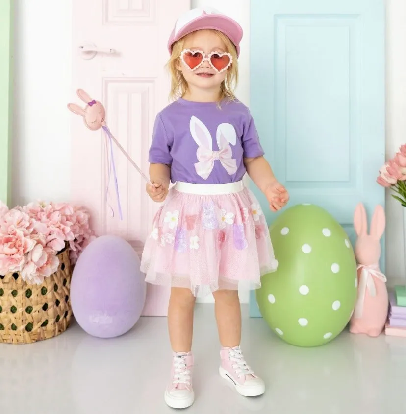 Sweet Wink Bunny Bow Easter Short Sleeve T-Shirt - Lavender