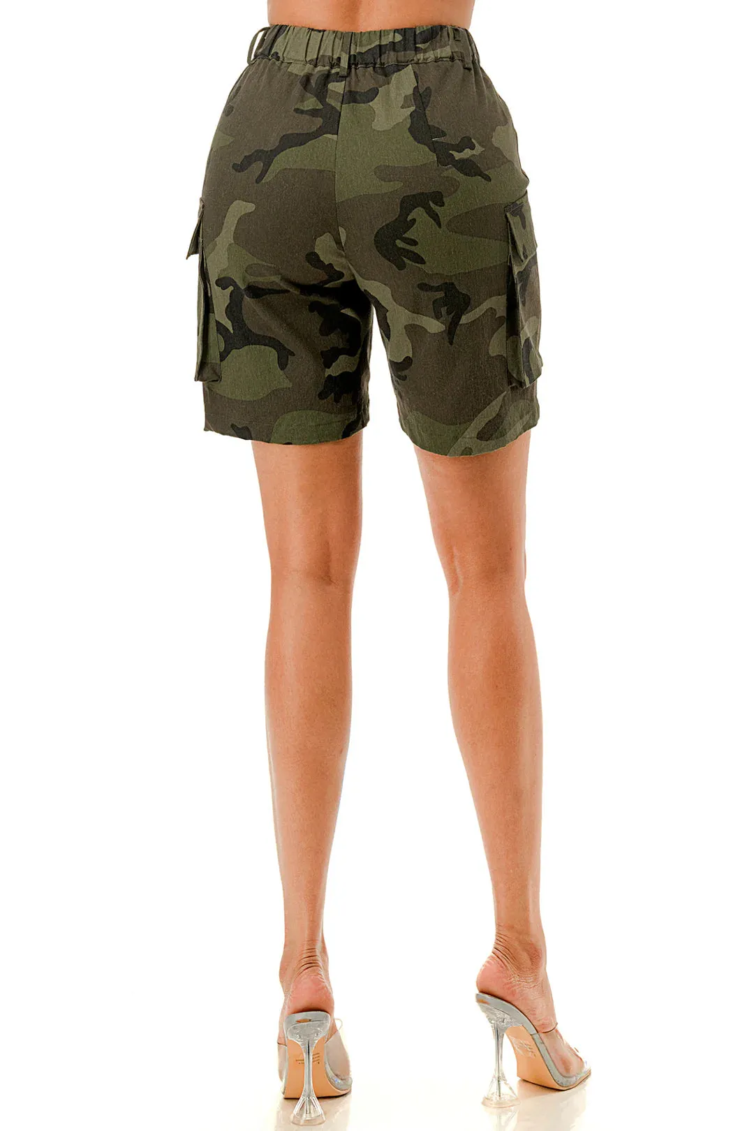 “Sza” Camo Ribbon Shorts
