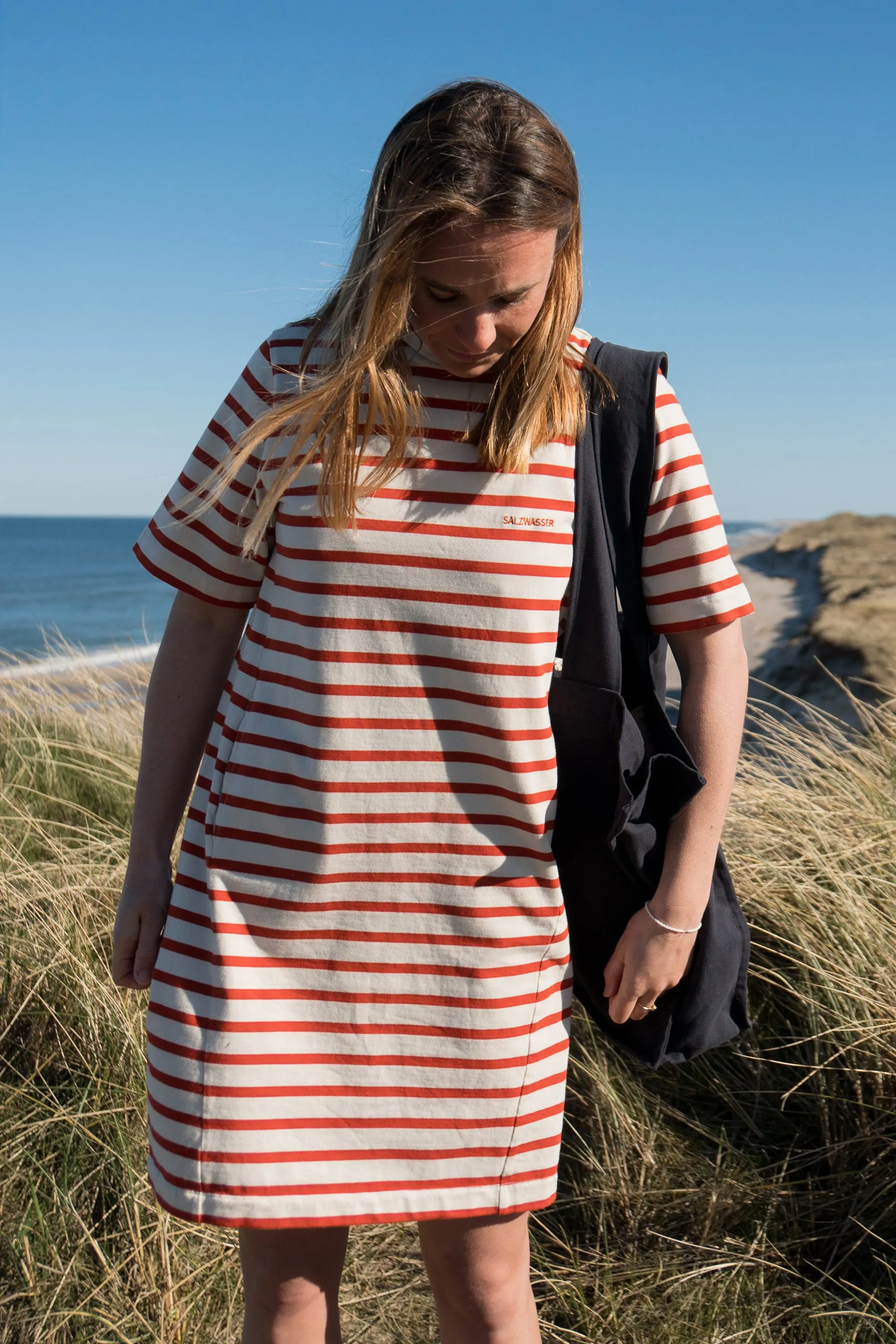 T-Shirt Kleid Sol Orange-Striped