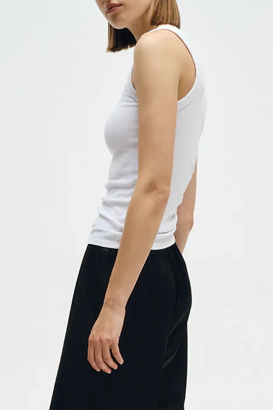 Textured Knit Sleeveless U | White