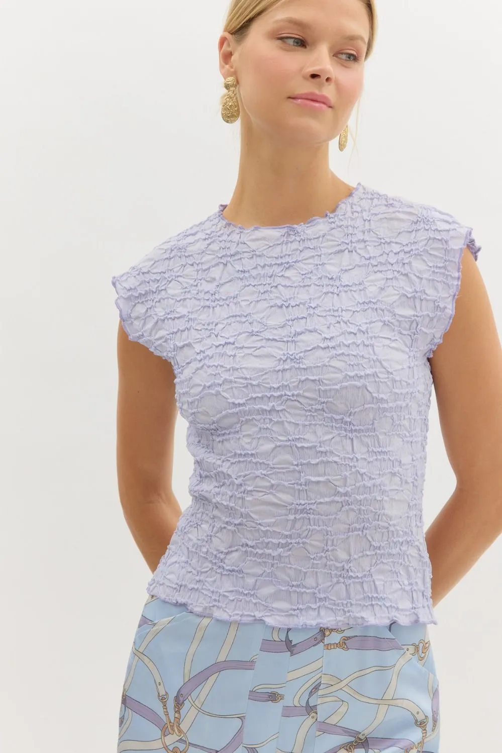 Textured Sleeveless Top {Periwinkle}