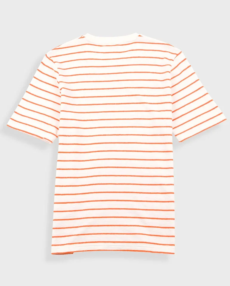 Textured Stripe Tee Ecru / Orange