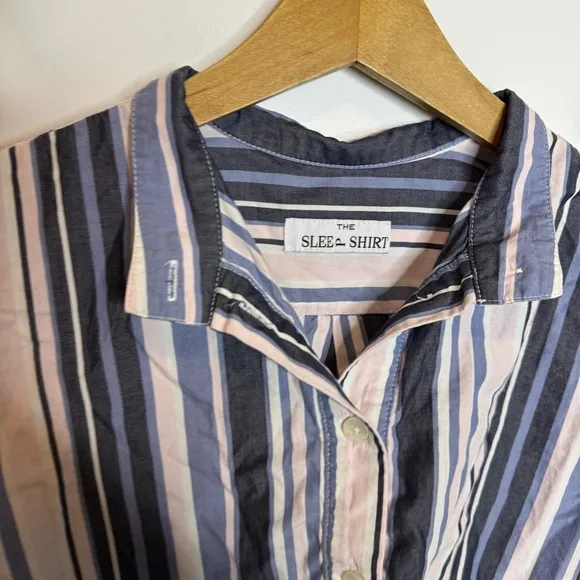 The Sleep Shirt 100% Cotton Striped Short Sleeve Shirt One Size