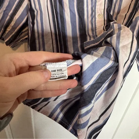 The Sleep Shirt 100% Cotton Striped Short Sleeve Shirt One Size