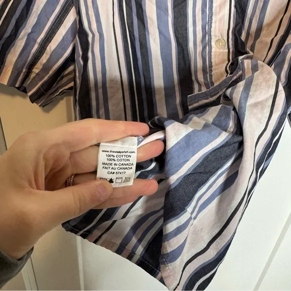 The Sleep Shirt 100% Cotton Striped Short Sleeve Shirt One Size
