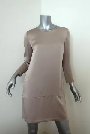 Theory Mini Shift Dress Maiba Beige Satin Size 6