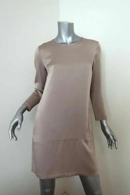 Theory Mini Shift Dress Maiba Beige Satin Size 6