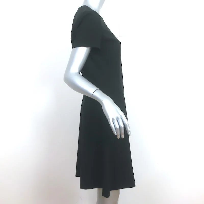 Theory Short Sleeve Modern Seamed Shift Dress Black Crepe Size 6
