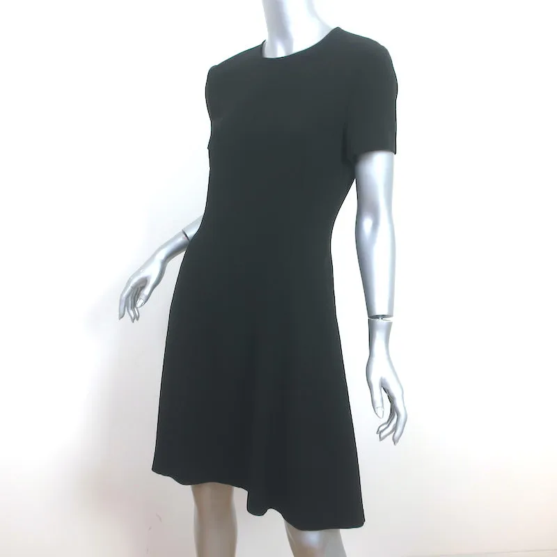 Theory Short Sleeve Modern Seamed Shift Dress Black Crepe Size 6