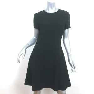 Theory Short Sleeve Modern Seamed Shift Dress Black Crepe Size 6