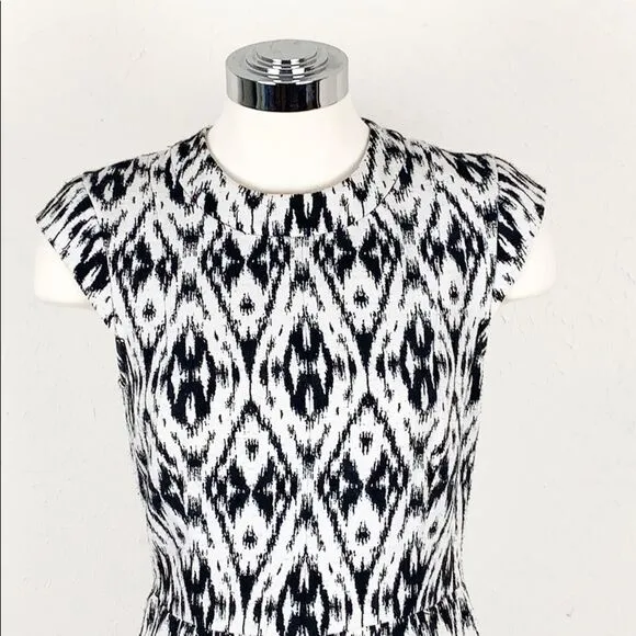 Theory Andes Orinthia Graphic Jacquard Dress Black &amp; White Mini Dress 4