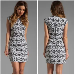 Theory Andes Orinthia Graphic Jacquard Dress Black &amp; White Mini Dress 4