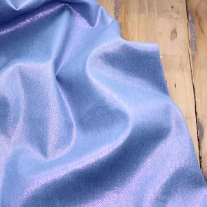 Tissu Jean Stretch- Bleu moyen irisé rose (Vendu x10cm)