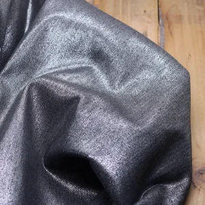 Tissu Jean Stretch- Noir irisé argent (Vendu x10cm)