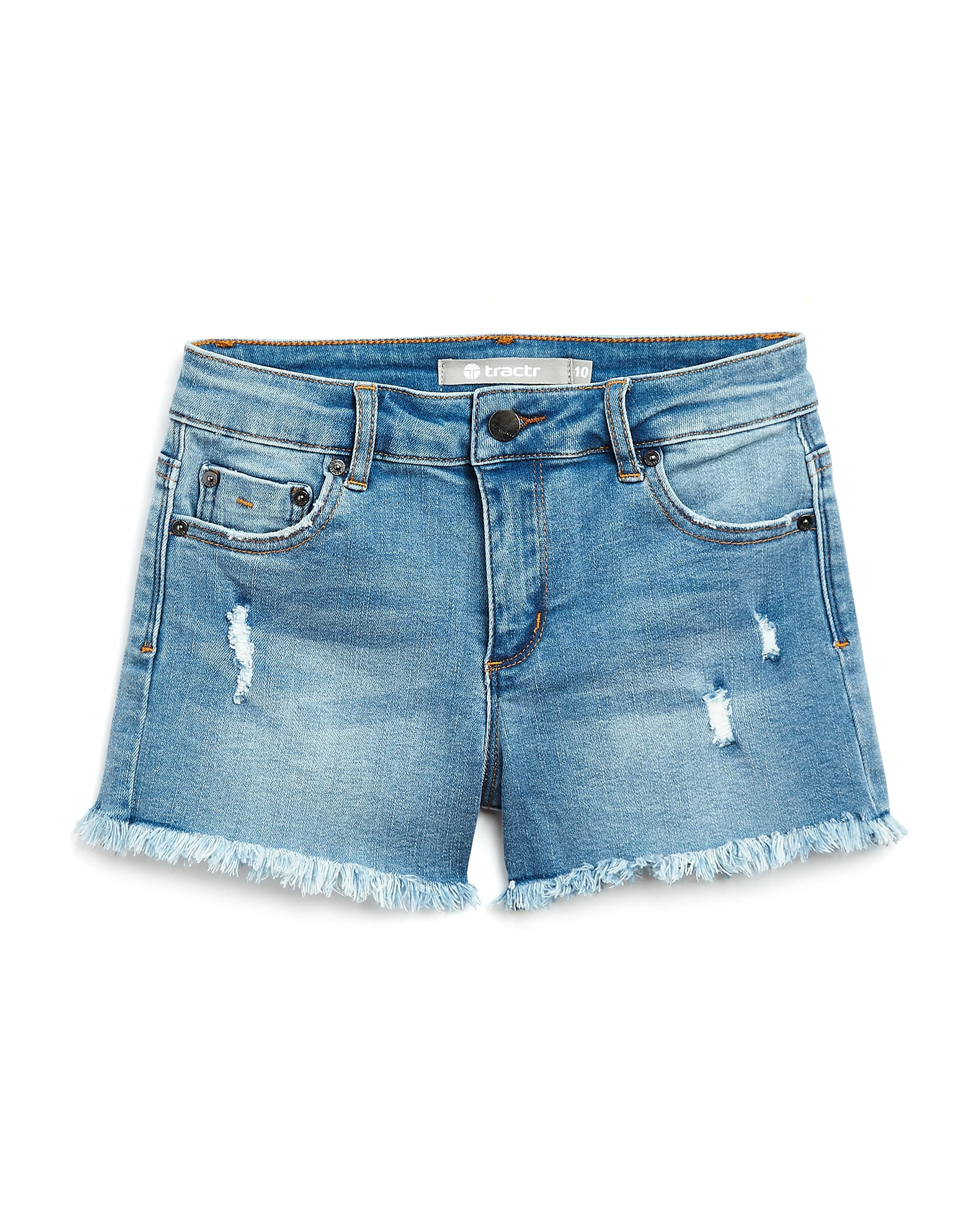 Tractr Girls Light Indigo Fray w/Destruction Brittany Shorts