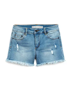 Tractr Girls Light Indigo Fray w/Destruction Brittany Shorts
