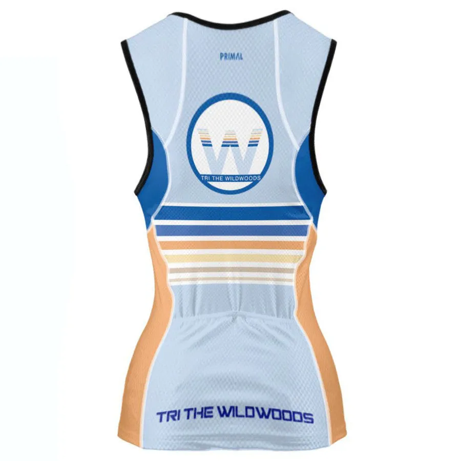 Tri the Wildwoods Women's 3/4 Zip Performance Tri-Top - Lt. Blue