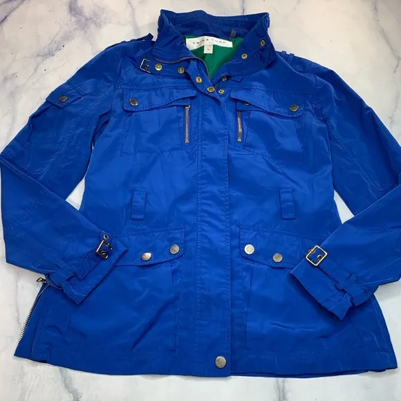 Trina Turk Hamptons Anorak Jacket Windbreaker Blue